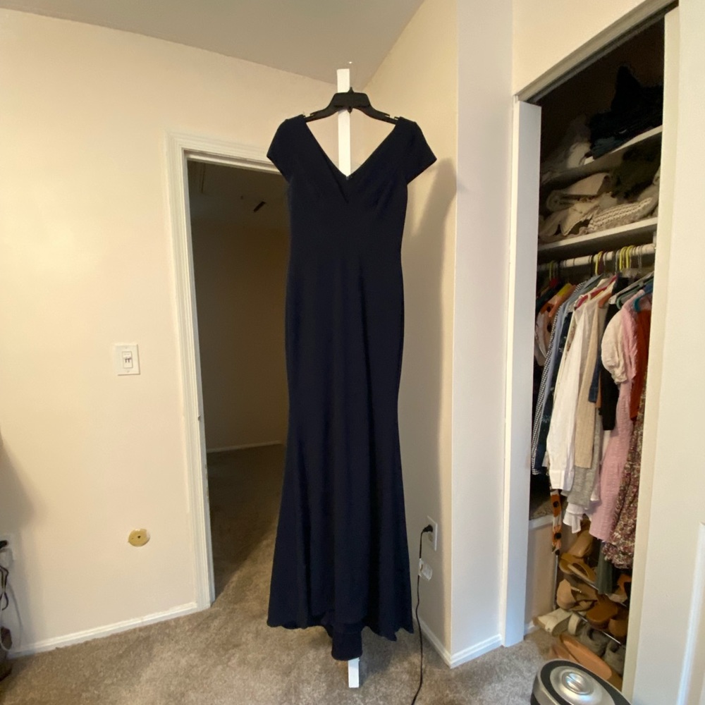 Bhldn Ara Gown Navy Blue Cap Sleeve - Picture 5 of 5